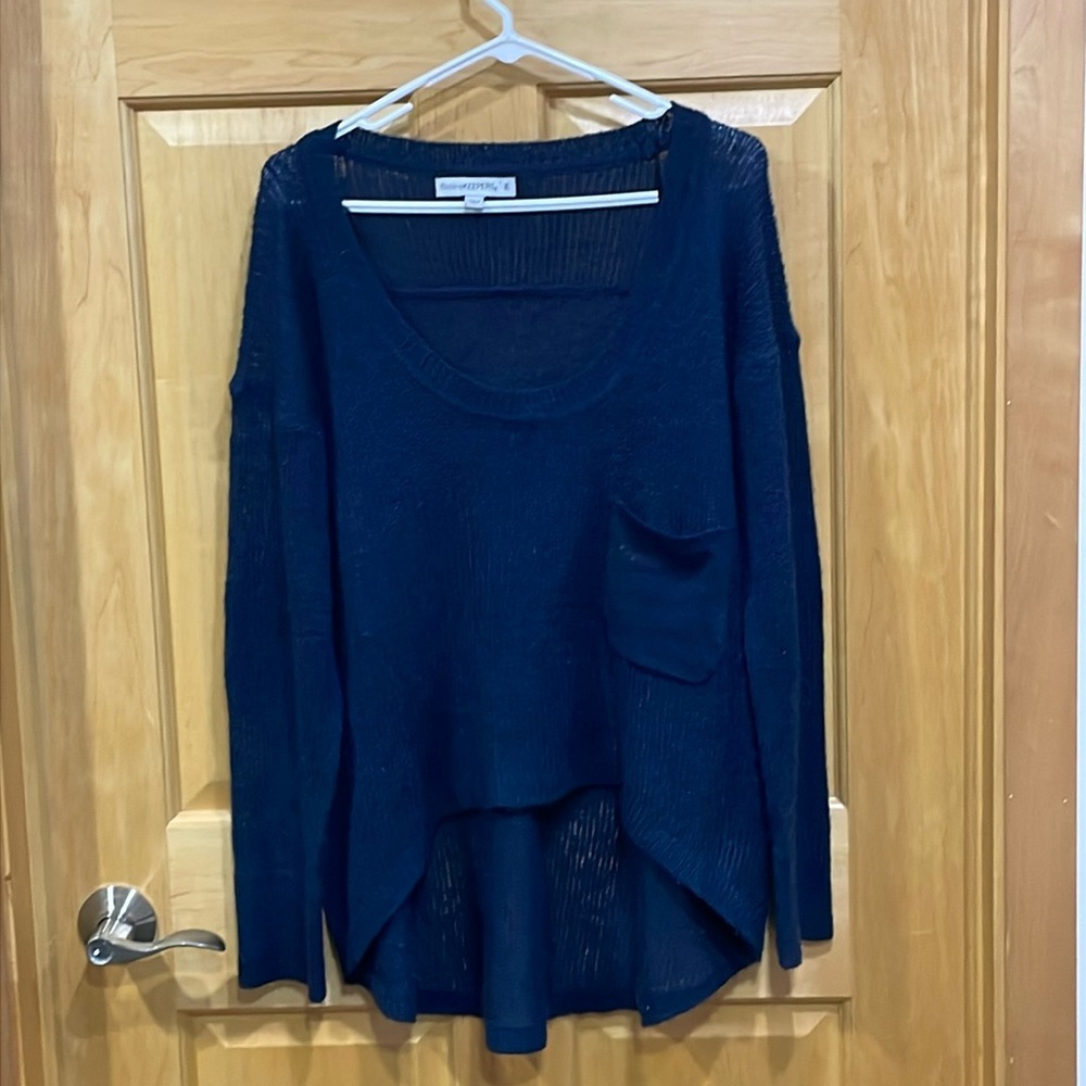 Funded keepers blue knit sweater gold sequin elbow patches size xL